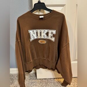 Brown Nike Cropped Sweatshirt